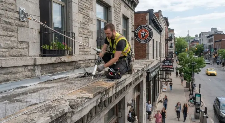 Installation de pics anti-pigeons en inox